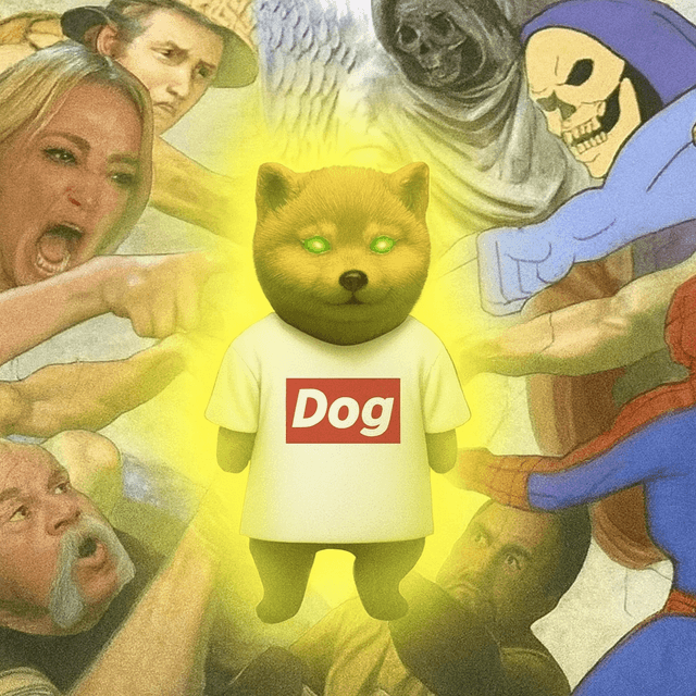 Floating glowing dog mascot