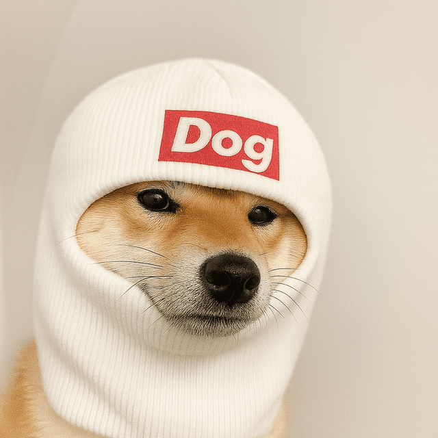 Dog in white shiesty mask